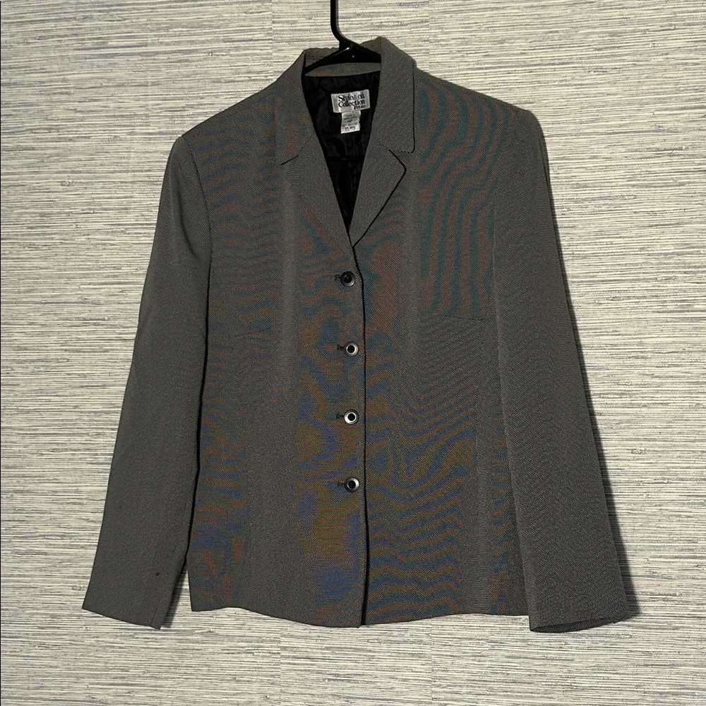 Style & Co Women’s Dark Gray/White Blazer Size 14P (842)